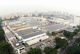 HIT solar panels installed on factory rooftop