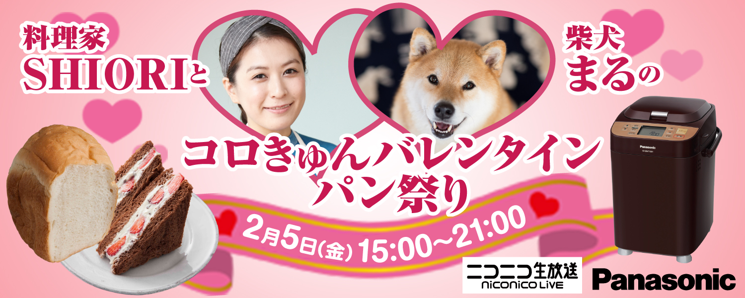 ニコニコ生放送「料理家SHIORIと柴犬まるのコロきゅんバレンタインパン祭り」