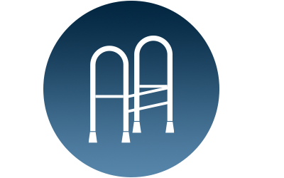 Highly stable handrails support walking  and encourage independent commode use.