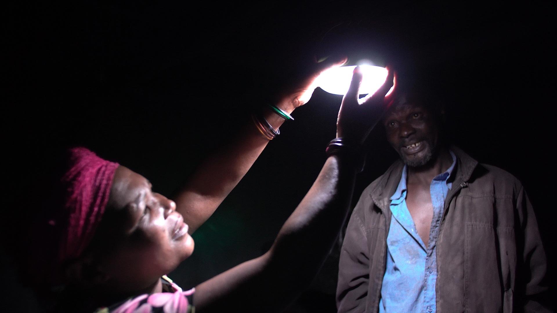 Photo: Turning the solar lantern