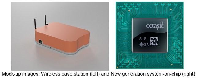 Mock-up images: Wireless base station (left) and New generation system-on-chip (right)