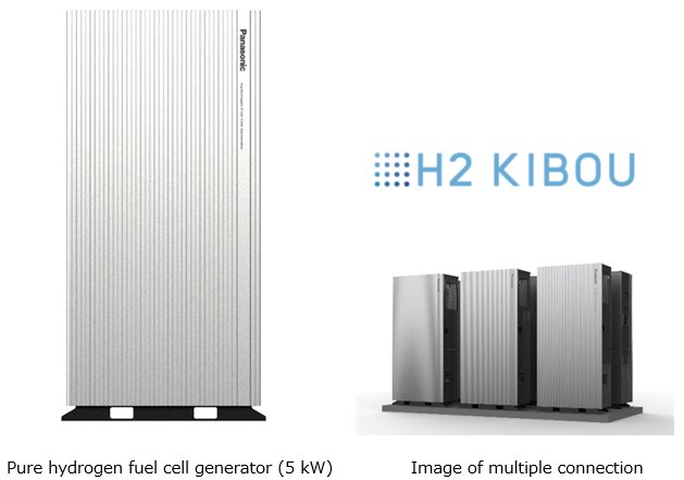 Pure hydrogen fuel cell generator (5 kW), Logo H2 KIBOU, Image of multiple connection