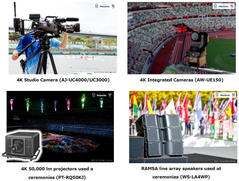 4K Studio Camera (AJ-UC4000/UC3000), 4K Integrated Cameras (AW-UE150), 4K 50,000 lm projectors used a ceremonies (PT-RQ50KJ), RAMSA line array speakers used at ceremonies (WS-LA4WP)
