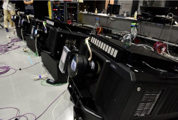 photo: Four high-speed projectors were used for the opening performance at the 