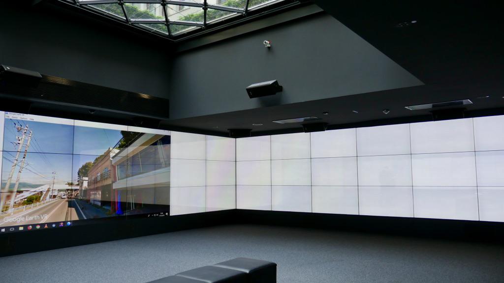 photo: videowall screens in the Brandenburg Gate Museum using 87 screens of Panasonic's