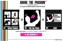 Facebookアプリ「SHARE THE PASSION」スタート画面