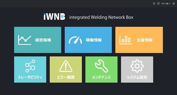 iWNB integrated Welding Network Box 経営指標 稼働情報 生産情報 トレーサビリティ エラー履歴 メンテナンス システム設定