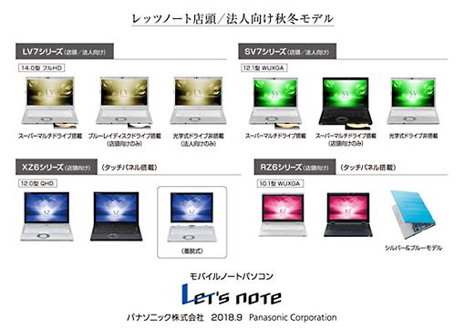 モバイルパソコン「Let's note」個人店頭／法人向け秋冬モデル