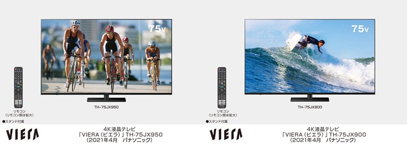 4K液晶テレビ「VIERA（ビエラ）」TH-75JX950、TH-75JX900