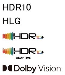 HDR10、HLG、HDR10+、HDR10+ ADAPTIVE、Dolby Vision ロゴ