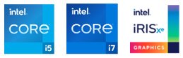 インテル Core i5、i7、iRISxe ロゴ画像