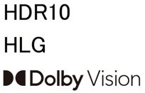 「HDR10」、「HLG」、「Dolby Vision（R）（ドルビービジョン）」ロゴ