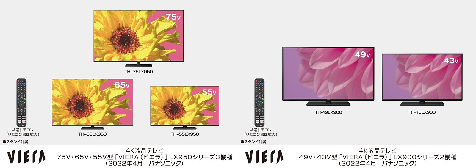 液晶テレビ“4Kビエラ" LX950シリーズ3機種、LX900シリーズ2機種