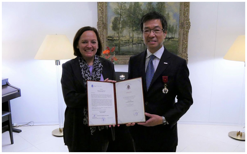 image:Panasonic Connect CEO Yasu Higuchi (right) with Ambassador Roxane de Bilderling