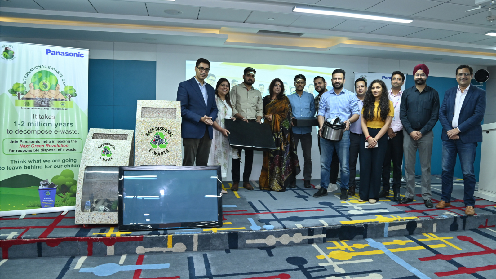 Photo: Launch of an e-waste collection drive for employees on International E waste Day by Manish Sharma, Chairman, Panasonic Life Solutions India and Ritu Ghosh, Head - Corporate Affairs & CSR, Panasonic Life Solutions India. 