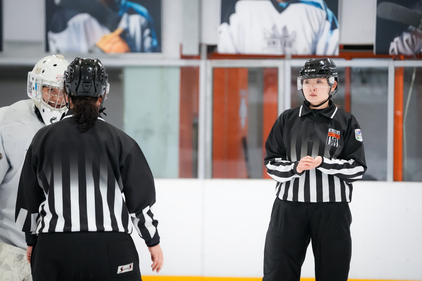 Photo: Female referees in charge of a Dream League hockey game