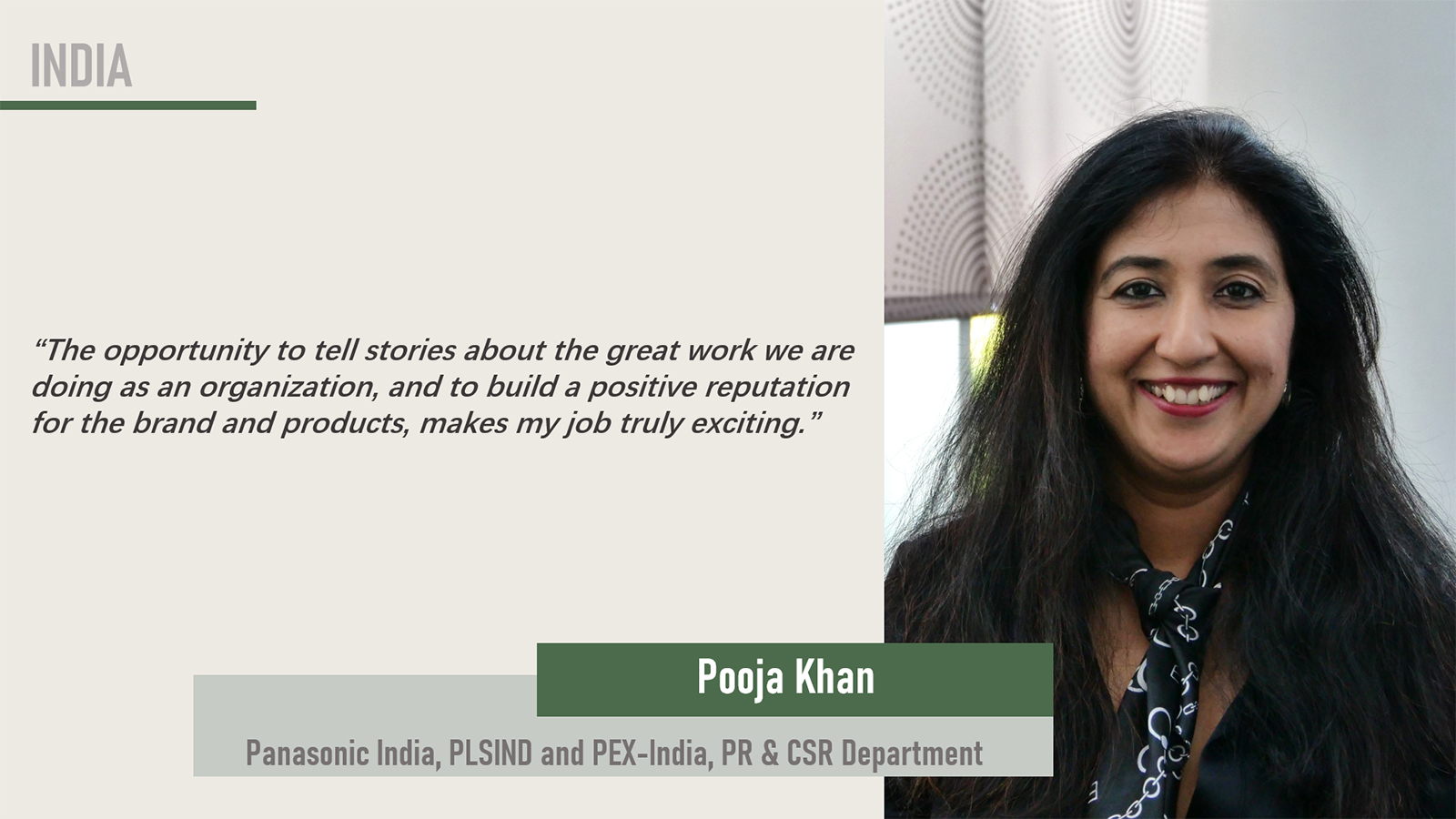 Photo: Pooja Khan, Panasonic India, PLSIND and PEX-India, PR & CSR Department