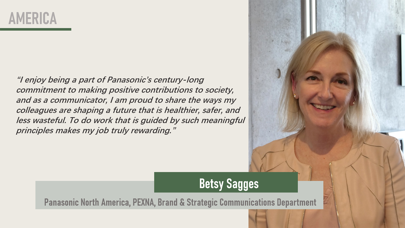 Photo: Betsy Sagges, Panasonic North America, PEXNA, Brand & Strategic Communications Department