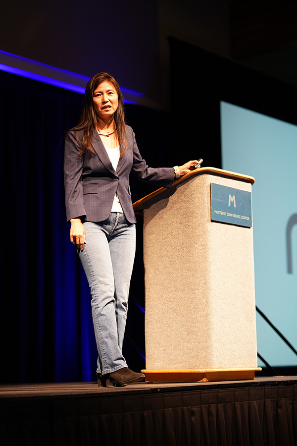 Photo: Yoky Matsuoka delivering the keynote speech at IEEE International Symposium on Circuits and Systems (ISCAS)