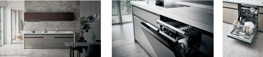 画像：フロントオープン食器洗い乾燥機搭載システムキッチン