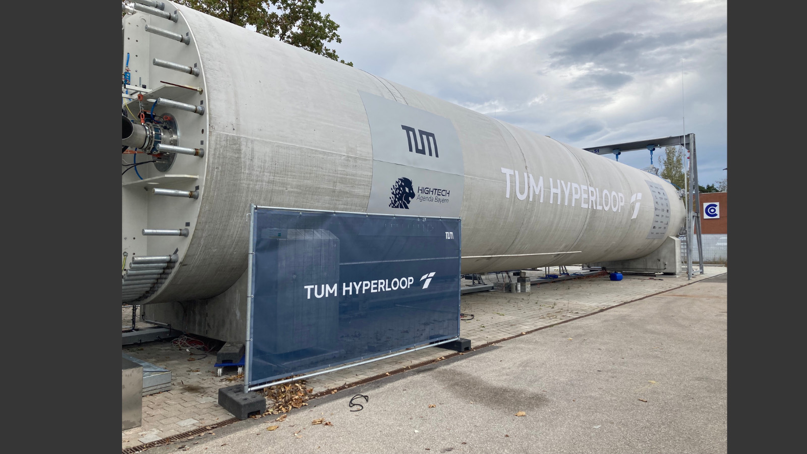 Photo: 24-meter Hyperloop unit located outside of Panasonic Industry Europe’s facility