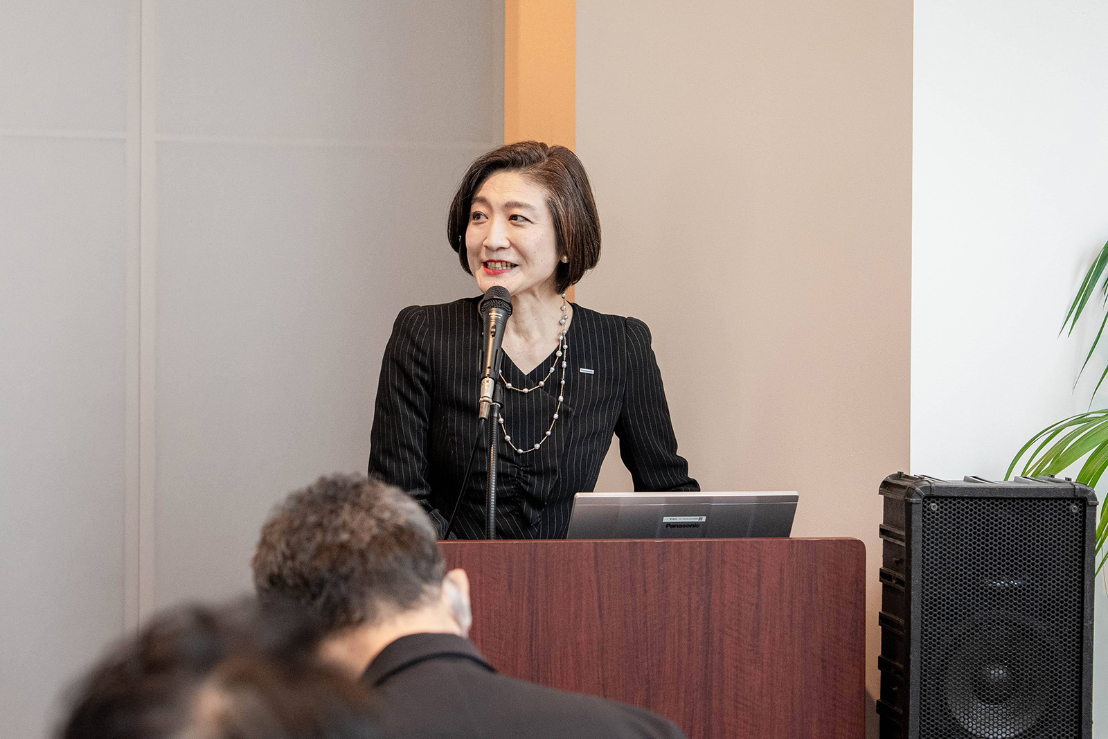 Photo: Michiko Ogawa introducing the café’s concept at the opening press event on December 5