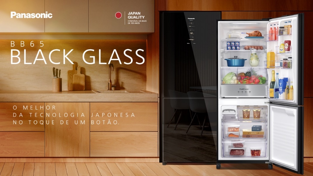 BB65 Black Glass refrigerator KV, launched by Panasonic Brazil. 