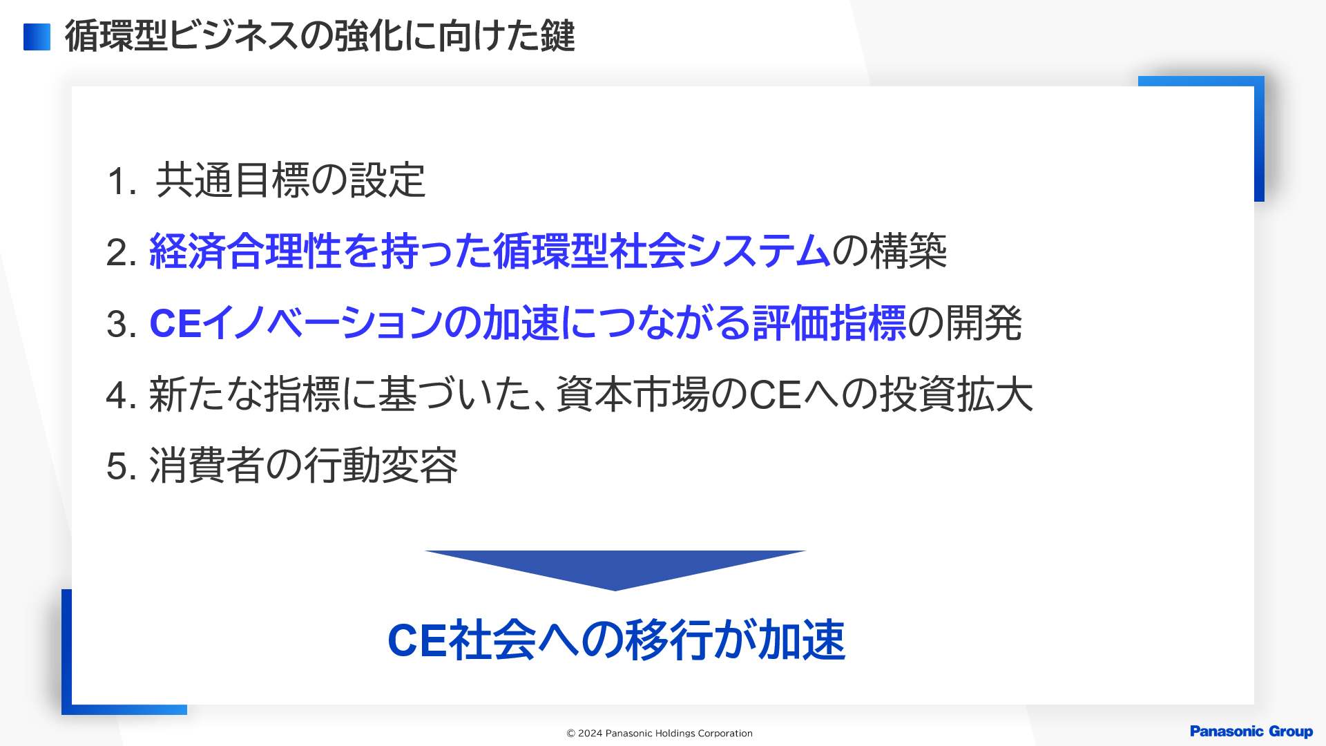 図版：循環型ビジネスの強化に向けた鍵