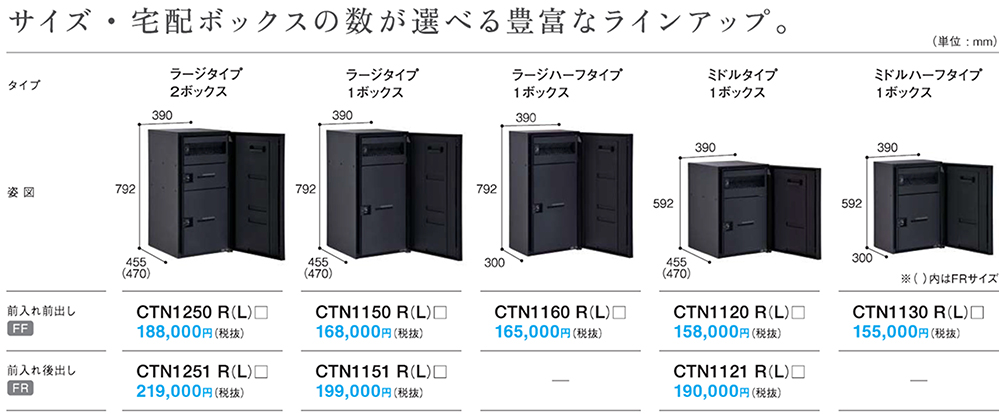 画像：ラージタイプ、ミドルタイプ計5種類ラインアップ