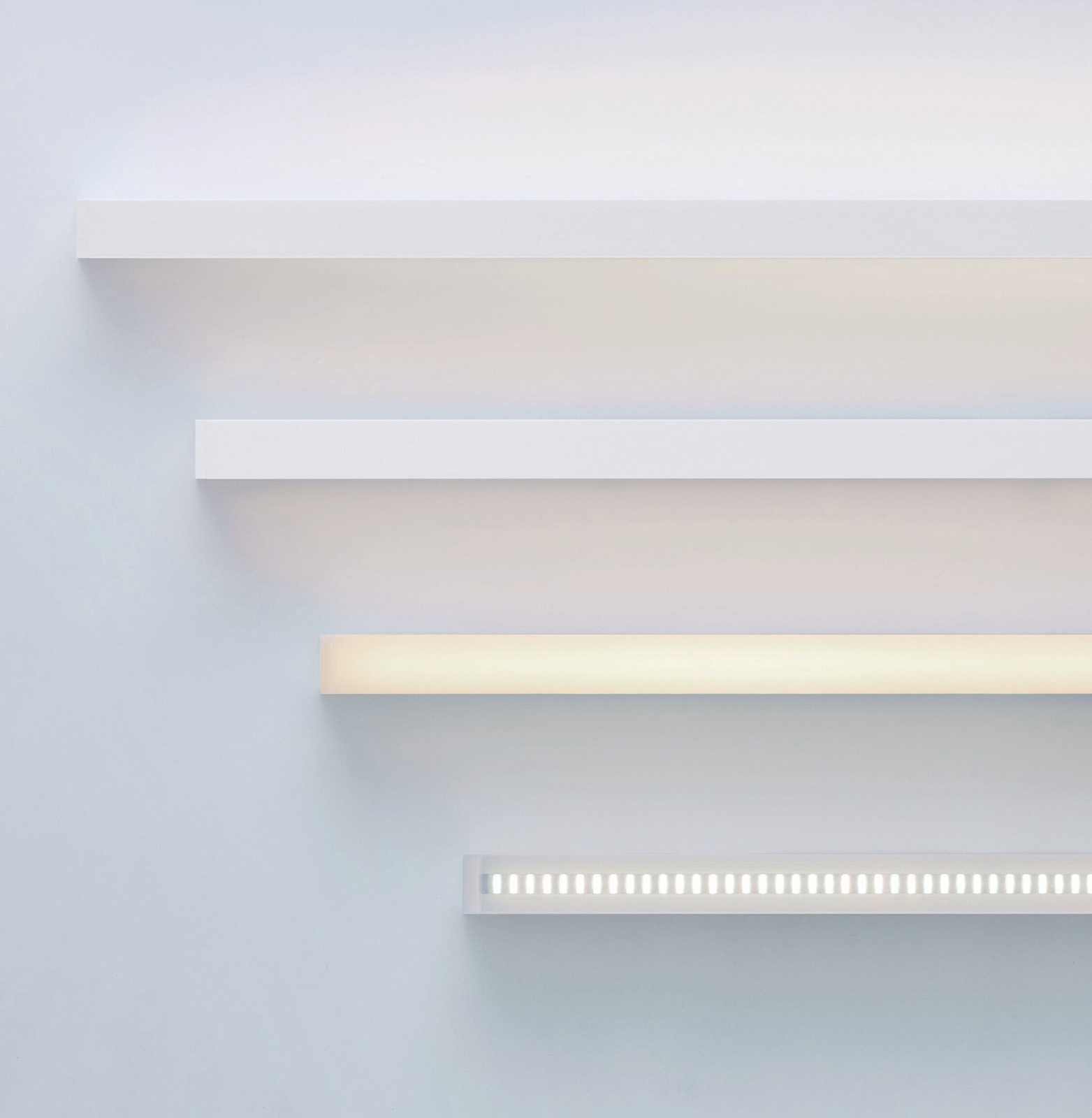 製品単品 上から両面配光タイプ・片面配光タイプ・拡散タイプ・集光タイプ