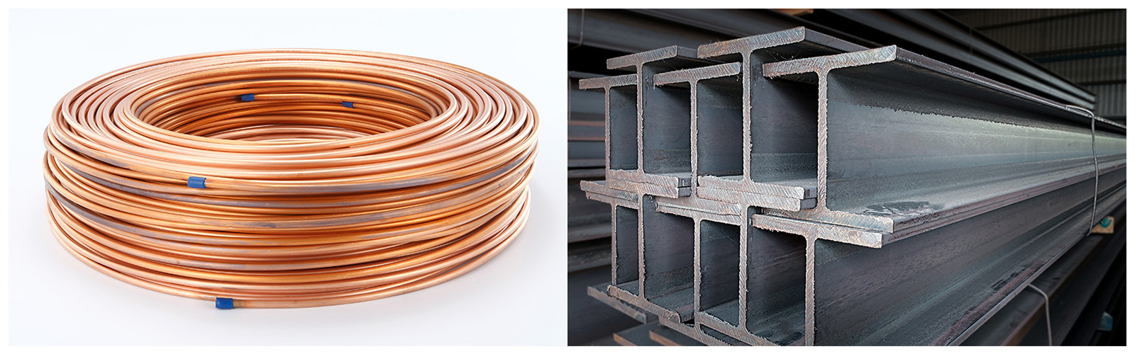 Conceptual photo of copper and steel materials for recycling