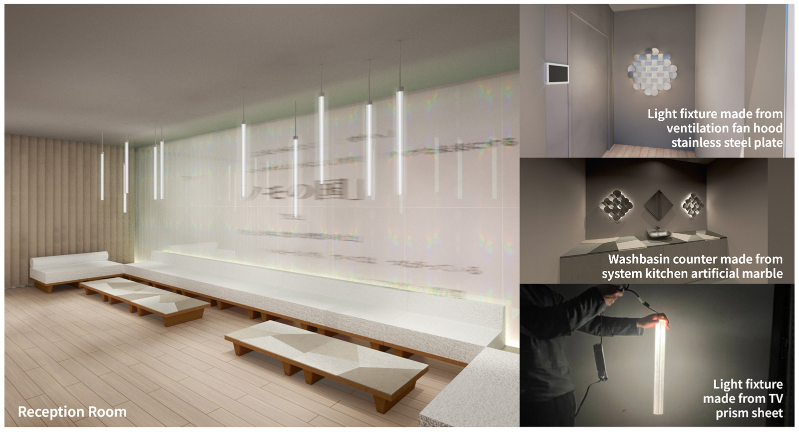 Upcycled furniture and lighting fixtures made from scrap and waste materials