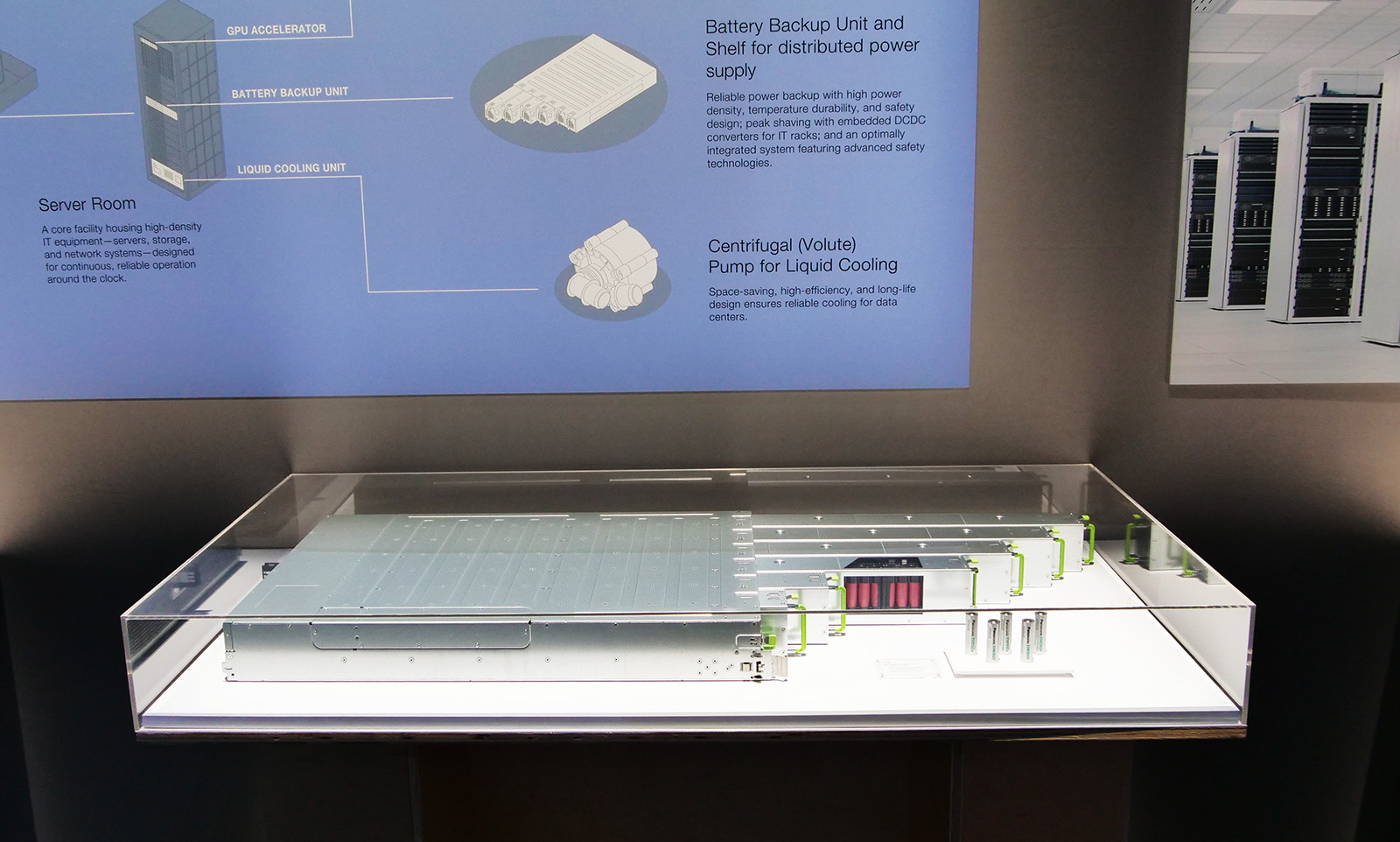 Data center energy storage system on display in the Panasonic Group booth at CES 2026