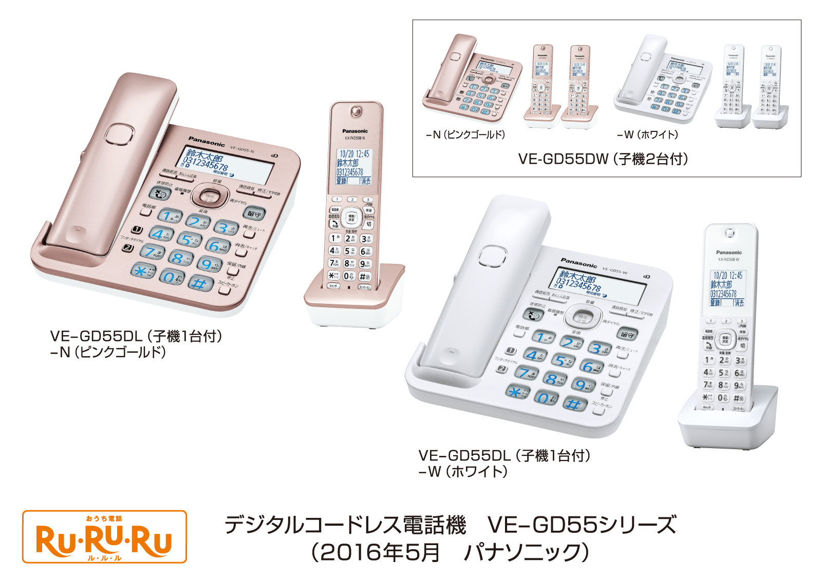 デジタルコードレス電話機「RU・RU・RU」 VE-GD55シリーズを発売