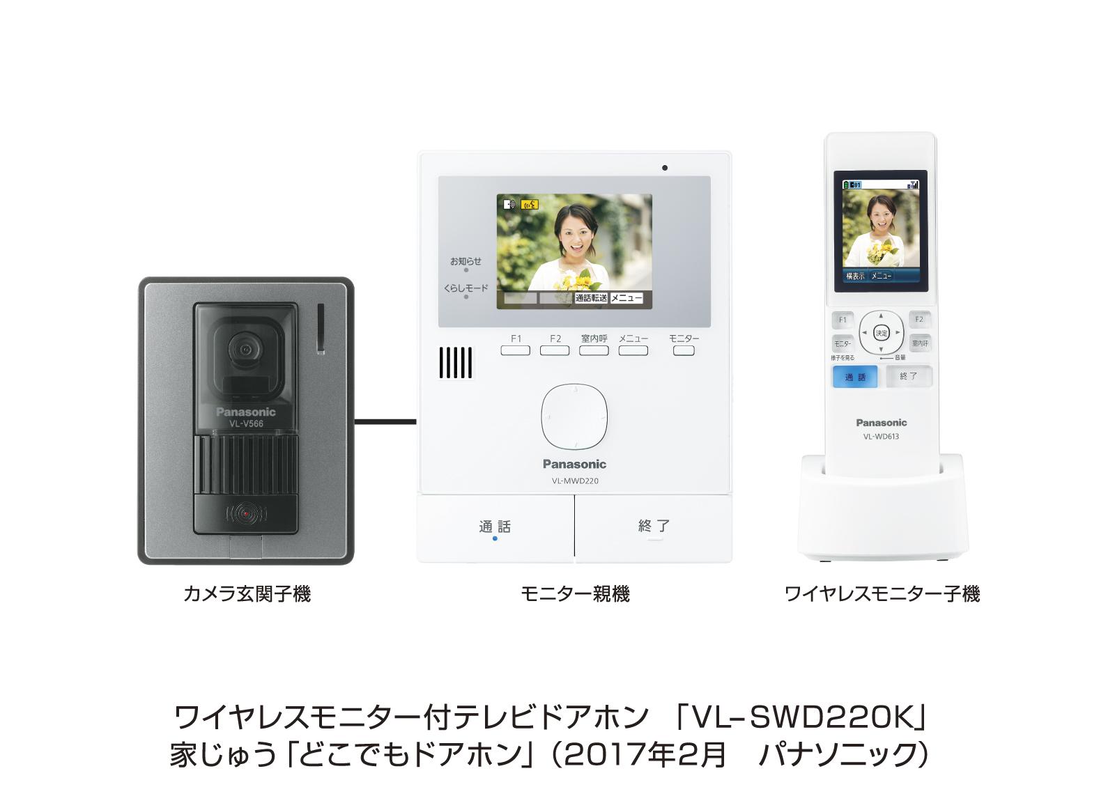 ワイヤレスモニター付テレビドアホン「VL-SWD220K」家じゅう「どこでもドアホン」