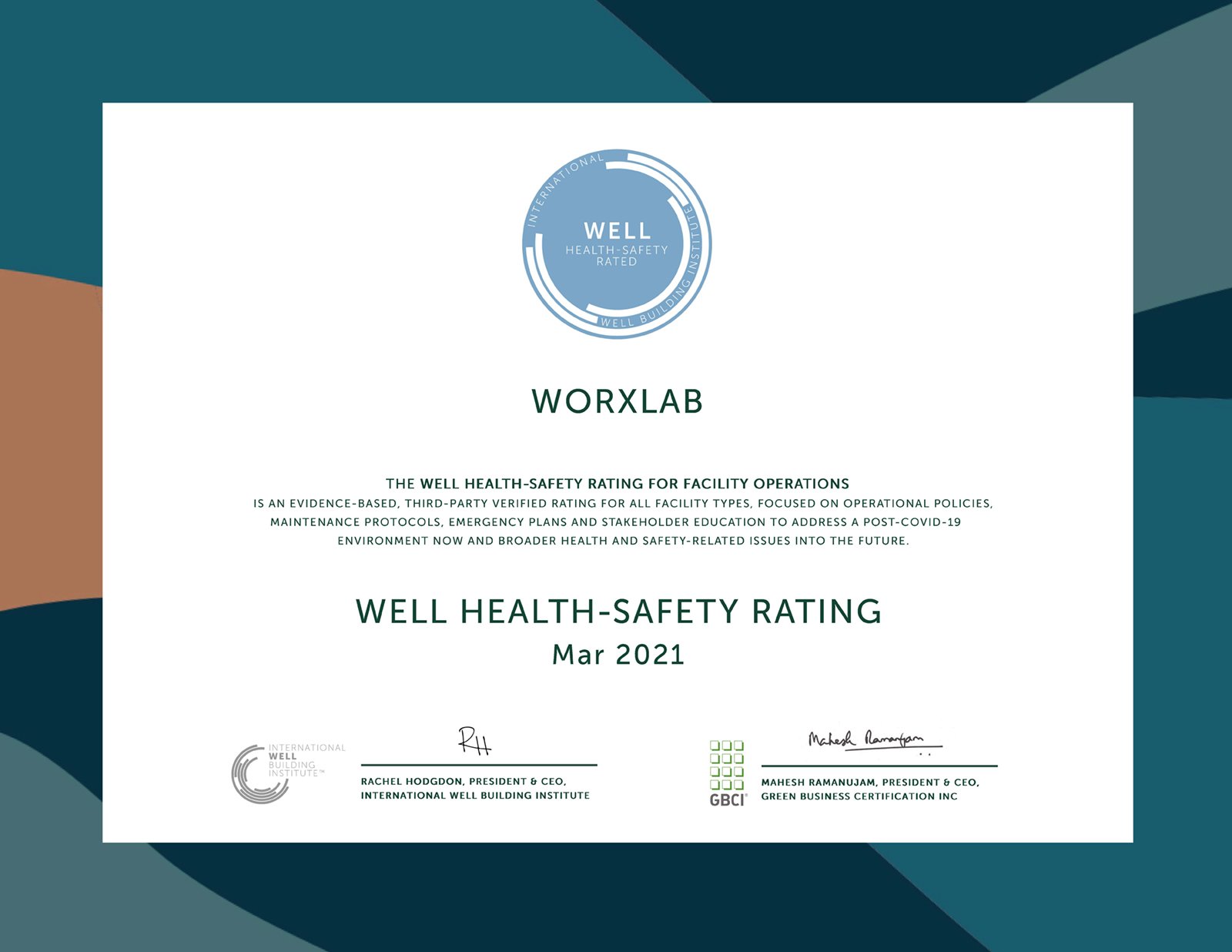 WELL Health-Safety Rating 認証書